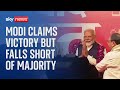India election: Modi claims victory but falls short of overall majority