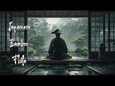 Rainy day in Japanese Zen Garden - Japanese Bamboo Flute Music For Soothing, Meditation, Healing