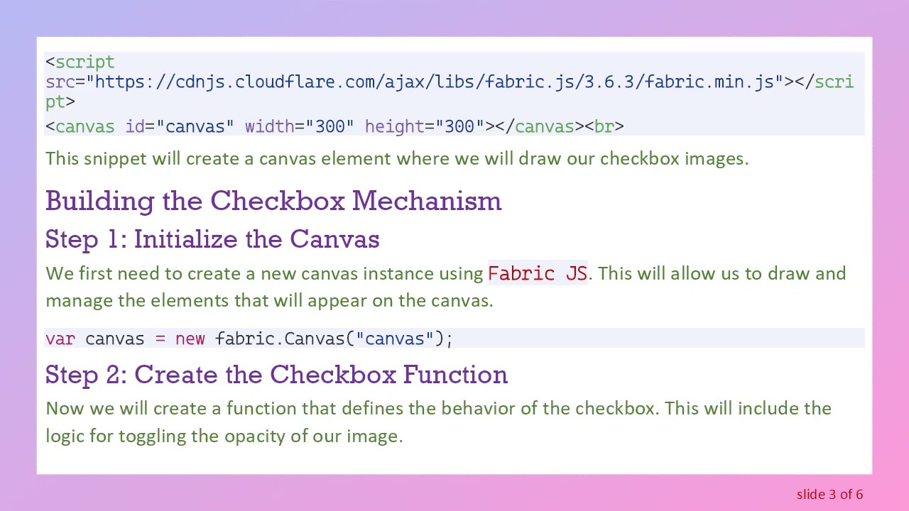 Creating a Checkbox Mechanism with Fabric JS