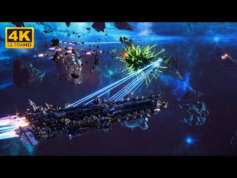 Imperial Navy vs Necrons - Skalgrim Mod - 4K Quality - Battlefleet Gothic Armada 2