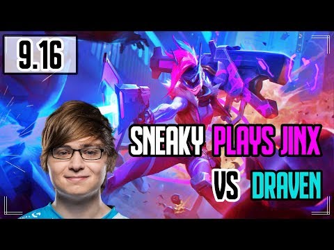 SNEAKY PLAYS JINX VS DRAVEN | Bot Lane | Challenger Full Gameplay | League of Legends 9.16