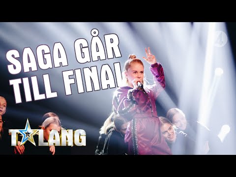 Saga gör ett popstjärneframträdande med låten ”Ain´t my fault" i Talang 2019. - Talang (TV4)