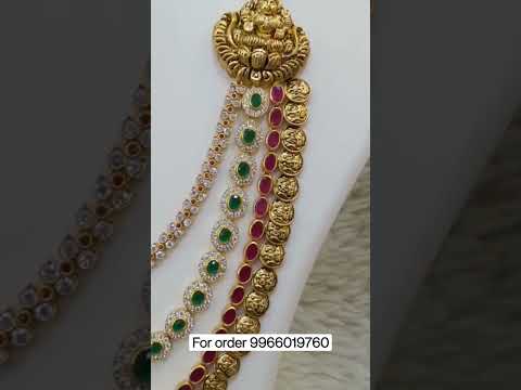 92.5 Silver Jewellery with 22 kt gold polish heavy stones steps maala.....