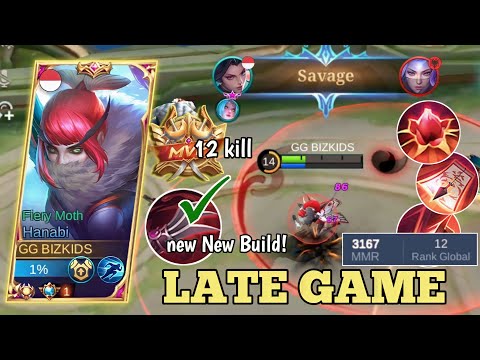 HANABI SAVAGE THE SOLO RANK MYTHIC! TOP GLOBAL 12 HANABI -  BEST BUILD TERSAKIT - MLBB