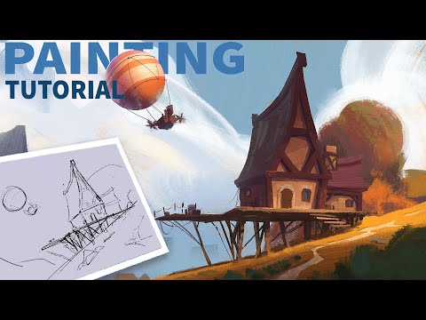 How to Paint a Landscape Environment  (Digital Painting Tutorial ) Concept art