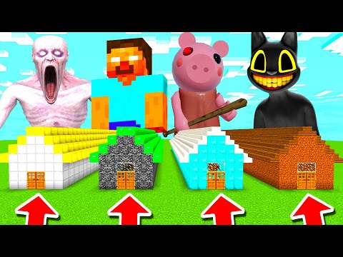 Minecraft PE : DO NOT CHOOSE THE WRONG LONG HOUSE! (SCP-096, Herobrine, Piggy & Cartoon Cat)