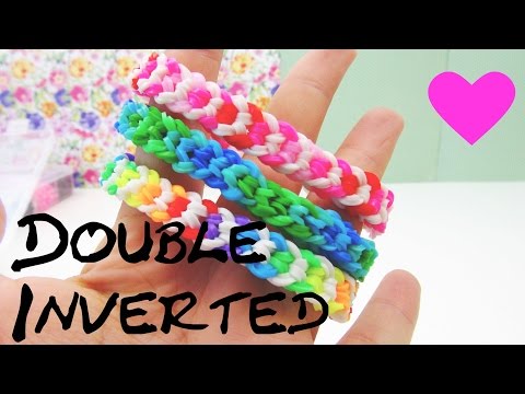 Loom Bands Double Inverted German instructions with fork rainbow loom double bracelet tutorial