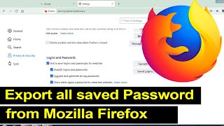 How to export all saved password from Mozilla Fire