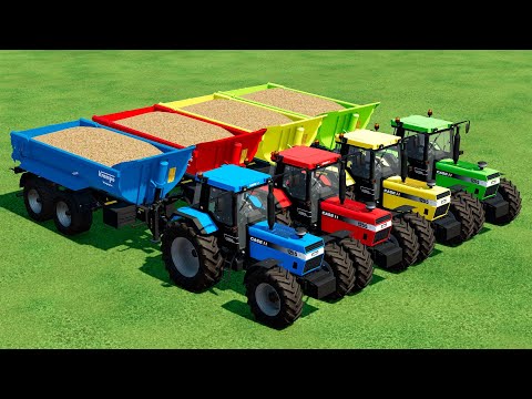 HARVESTING AND LOADING OF SUGAR CANE WITH COLORED TRACTORS CASE - Farming Simulator 22