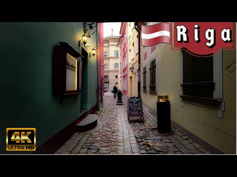 Riga, Latvia, Old town tour - Independence day celebration - winter (4K 60fps)