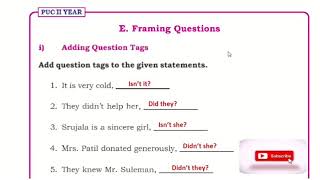 2nd PUC English workbook key answers. frame questions.
