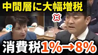 【消費税1%→8%】玉木雄一郎が中間層直撃を指摘…高市総理「断言はできません」