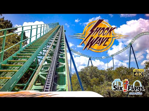 August 2022 Shock Wave Roller Coaster On Ride Front Seat 4K POV Six Flags Over Texas