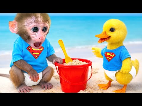 Bonbon the monkey bought fruit at the grocery store and made rainbow juice for the little squirrel.