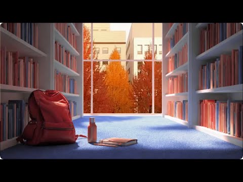 Autumn Library Ambience with Soft Whispering, Page-Turning & Rustling Leaves | Study & Focus Sounds