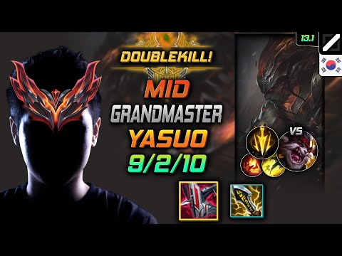 GrandMaster Mid Yasuo Build Immortal Shieldbow Lethal Tempo - Yasuo Mid vs Kled - LOL KR 13.1