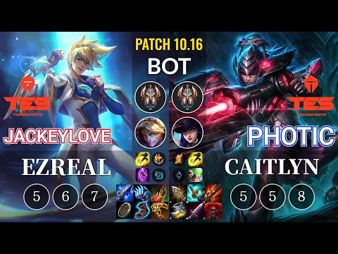 TES JackeyLove Ezreal vs TES Photic Caitlyn Bot - KR Patch 10.16