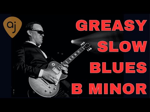 Greasy Slow Minor Blues Jam in B | Guitar Backing Track (B Minor  / 136 BPM)