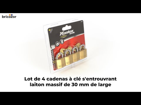 Lot de 4 cadenas à clé s'entrouvrant - laiton massif de 30 mm de large MASTER LOCK