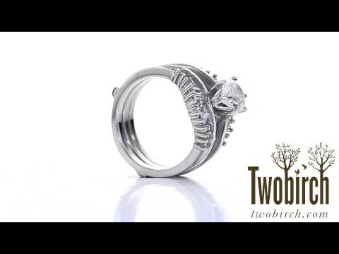0.44ct. Baguette and Round Chevron Ring Guard - TwoBirch TB-GUARD-0021-WG-G