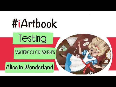 testing watercolor brushes illustrating Alice in Wonderland