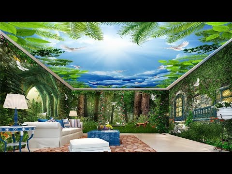 Custom natural scenery false ceiling for living rooms