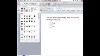 Add tick mark to document in Word 2011 for Mac