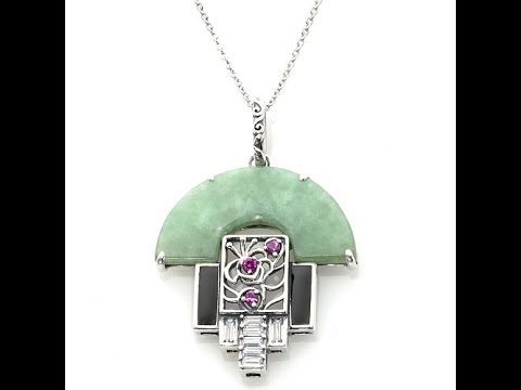 Jade of Yesteryear Jade and Gem Half Moon Pendant