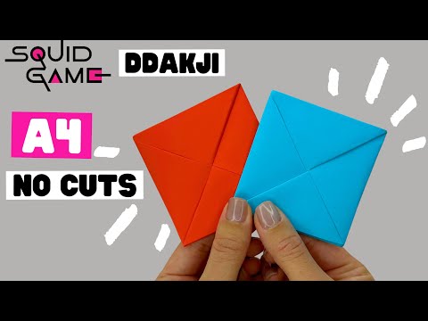 Squid Game Ddakji A4 no cuts, How To Make Ddakji TUTORIAL 🟥🟦