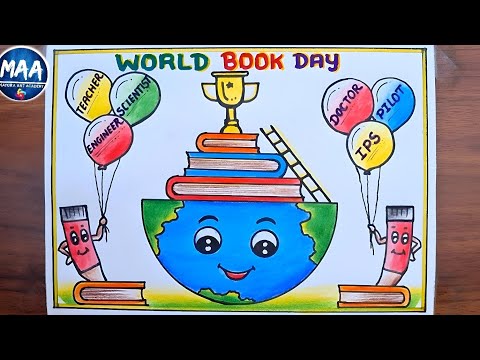 World Book Day Drawing | World Book Day Poster | World Book and Copyright Day Drawing | Book day