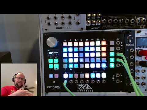 Empress ZOIA patch walkthrough:  "Gleeok -- 3-track mixable drum machine/sequencer"