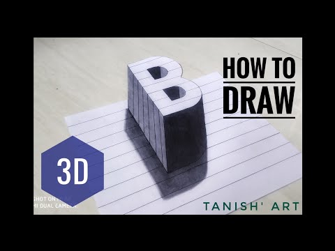 very easy !! how to drawing 3d floating letter "B"  ||  3d trick art on paper