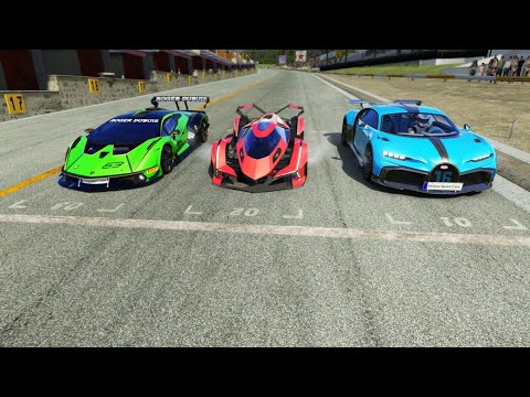 Lamborghini V12 Vision GT vs Lamborghini Essenza SCV12 vs Bugatti Chiron Pur Sport at Old Spa