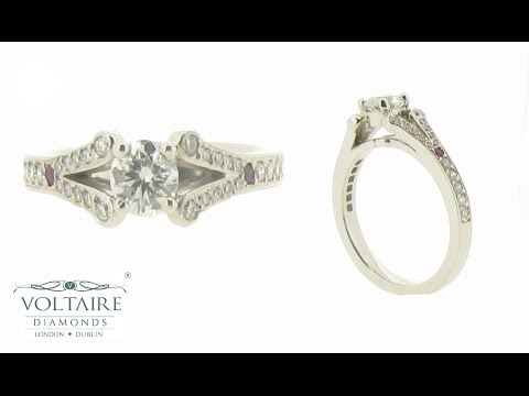 Brilliant Cut Solitaire with Split Shoulder and Ruby Detail ER 1089