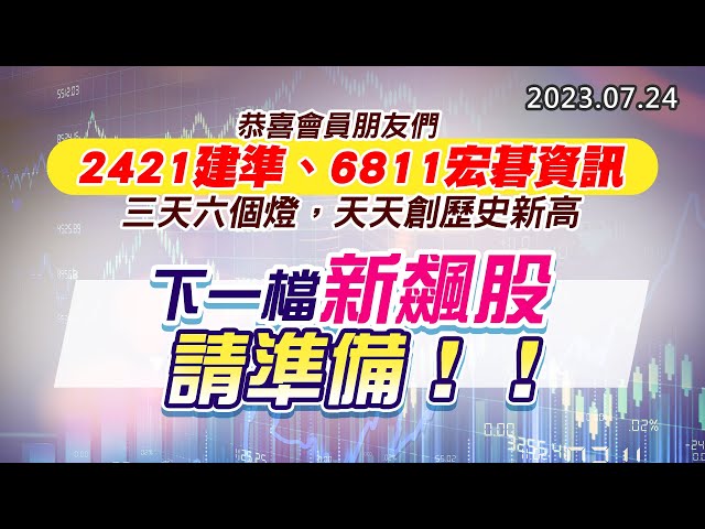 20230724《股市最錢線》#高閔漳 “恭喜會員朋友們，2421建準、6811宏碁資訊，三天六個燈，天天創歷史新高””下一檔新飆股請準備！！”