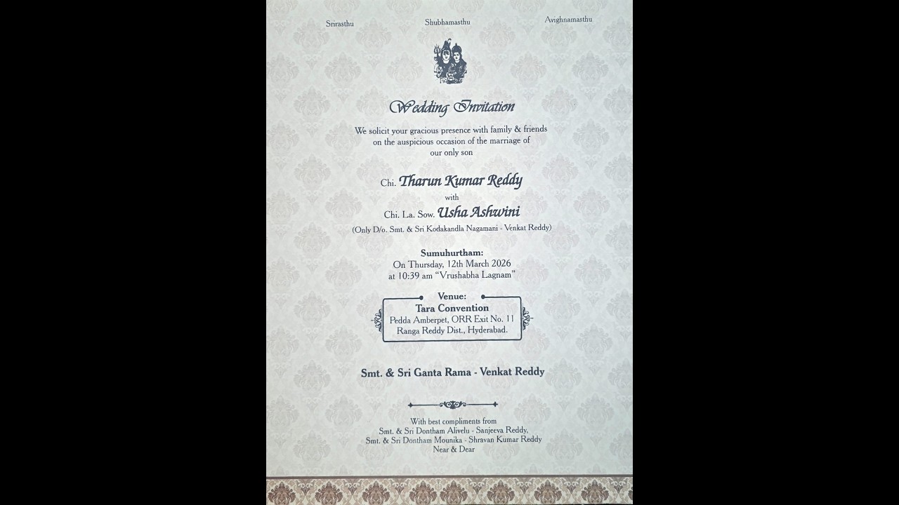 Tharun Kumar Reddy Weds Usha Ashwini | Wedding Live | 12th March 2026 | Hyderabad