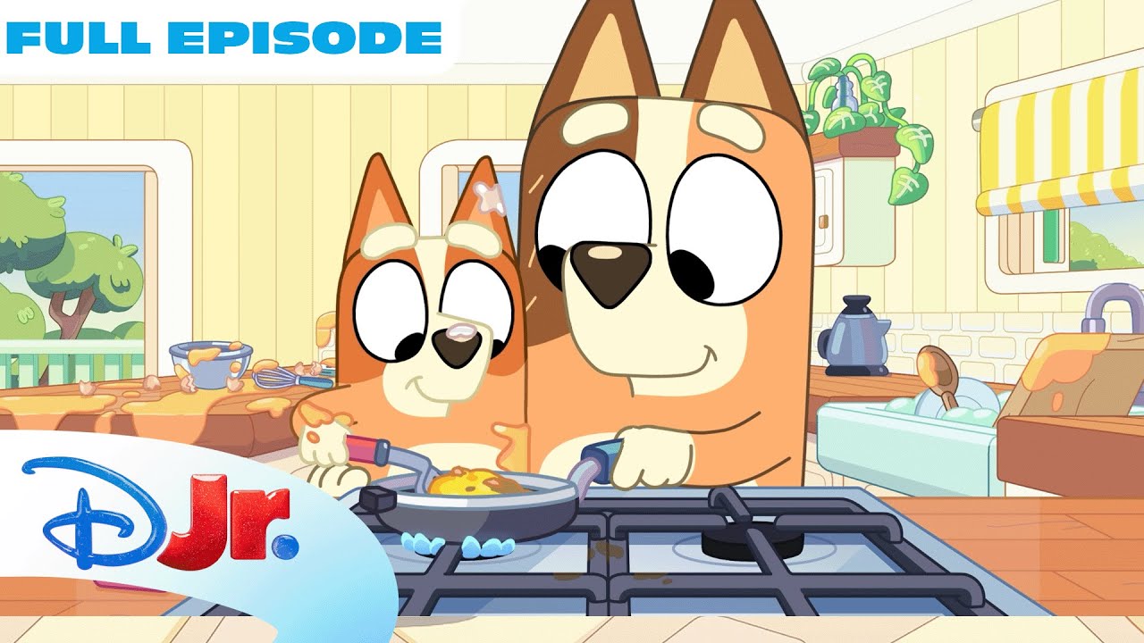 Bluey "Omelette" Full Episode! 💙 | Bingo helps Mum Cook! | @disneyjr - YouTube video featuring the word take care of