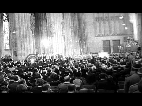 French and US President during Konrad Adenauer's funeral and religious rites at C...HD Stock Footage