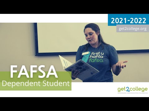 Part of a video titled Filing out the FAFSA for Dependent Students 2021-22 - YouTube
