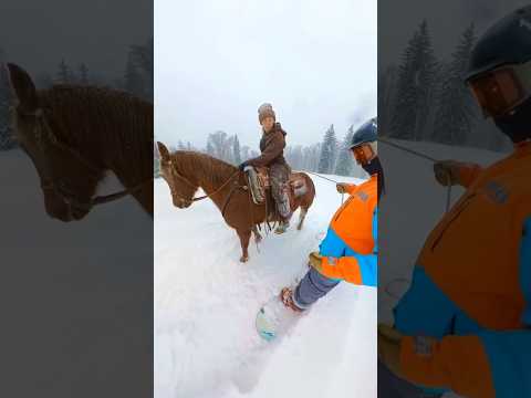 , title : 'Snowboard behind a horse #skijoring  #snowboarding'