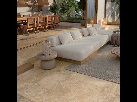Carrelage sol effet pierre Praga beige 37x75 cm
