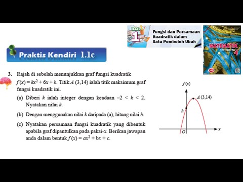 KSSM Matematik Tingkatan 4 Bab 1 Fungsi dan persamaan kuadratik dalam praktis kendiri 1.1c no3