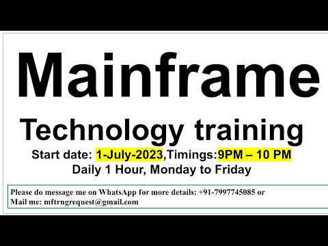 Mainframe Technology training from 1-July-2023 | 7997745085