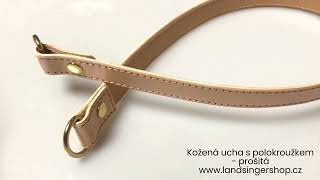 Kožená ucha s polokroužkem - prošitá