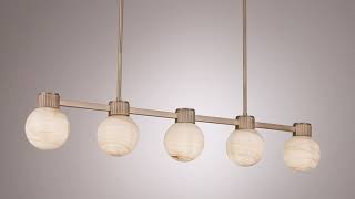 1_Watch A Video About the Possini Euro Jupiter Brass and Glass 5 Light Linear Chandelier