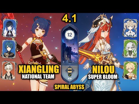 C6 Xiangling National & C0 Nilou Super Bloom | Spiral Abyss 4.1 Floor 12 9 Stars | Genshin Impact
