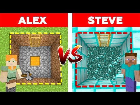 GİZLİ TOPRAK ÇUKUR VS GİZLİ ELMAS ÇUKUR! (ALEX VS STEVE) 😱 - Minecraft