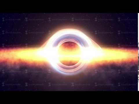 Black hole attracting space matter. 4k video 3d rendering