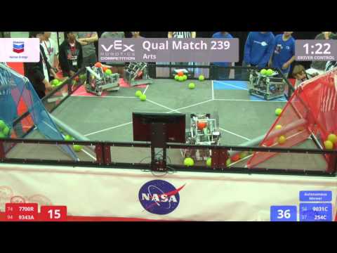 VEX Worlds 2016 - VRC High School - Arts - Qual 239 (7700R 9343A) 131 vs 134 (9031C 254C)