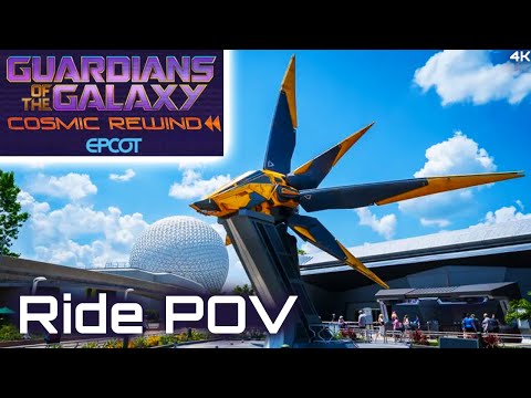On-ride point of view of Guardians of the Galaxy: Cosmic Rewind
